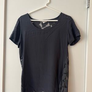 Club Monaco Gray Short Sleeve Silk Blouse